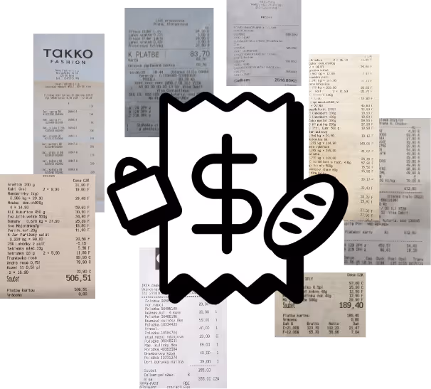 The Zespr app logo surrounded by receipts