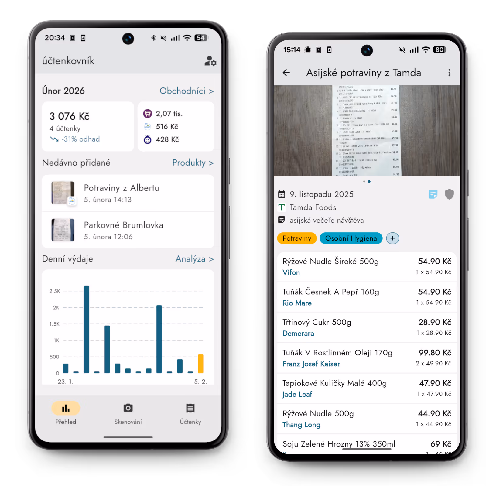 Spending overview in the Zespr app