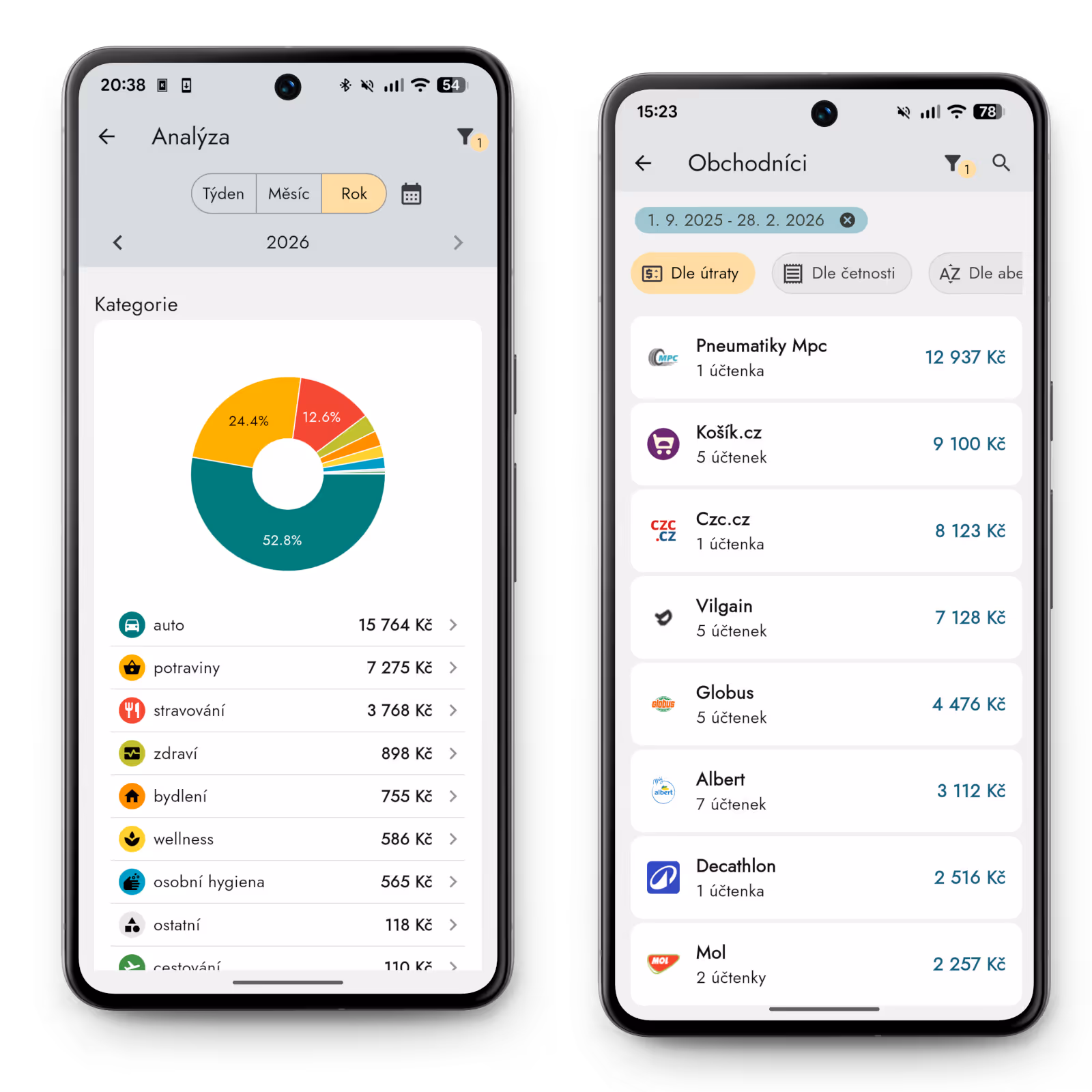 Categories and merchants in the Zespr app